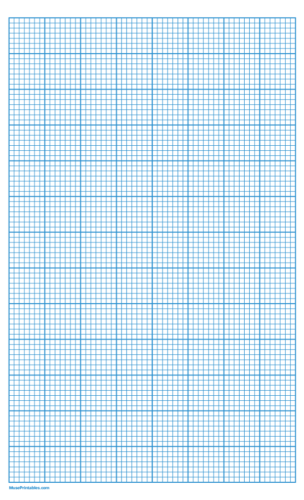 7 Squares Per Inch Blue Graph Paper : Legal-sized paper (8.5 x 14)