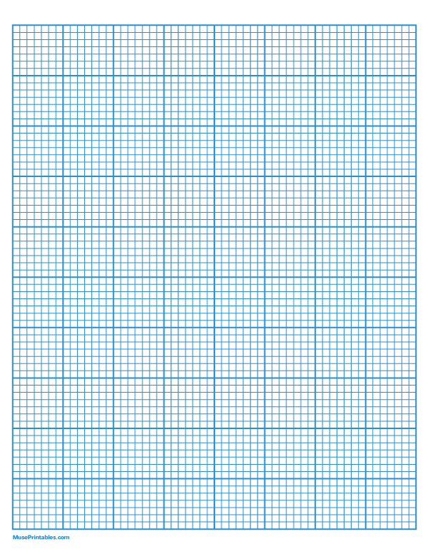 7 Squares Per Inch Blue Graph Paper : Letter-sized paper (8.5 x 11)