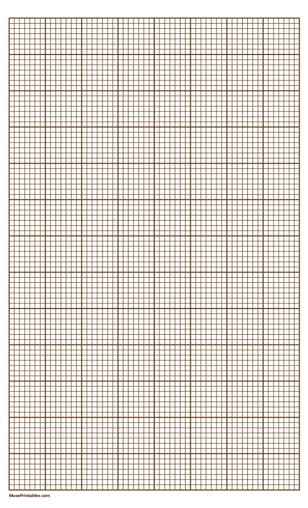 7 Squares Per Inch Brown Graph Paper : Legal-sized paper (8.5 x 14)