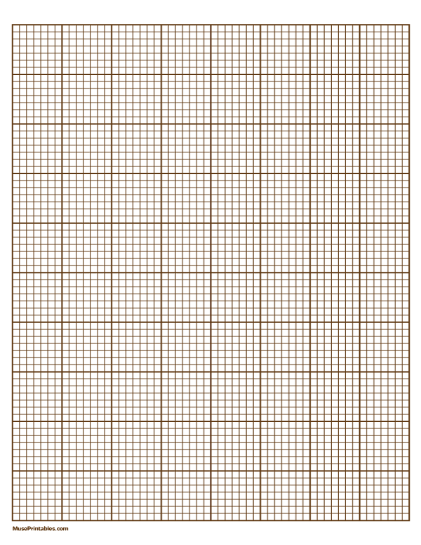 7 Squares Per Inch Brown Graph Paper : Letter-sized paper (8.5 x 11)