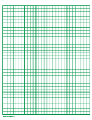 7 Squares Per Inch Green Graph Paper  - Letter