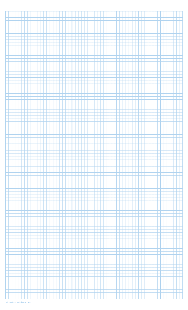 7 Squares Per Inch Light Blue Graph Paper : Legal-sized paper (8.5 x 14)