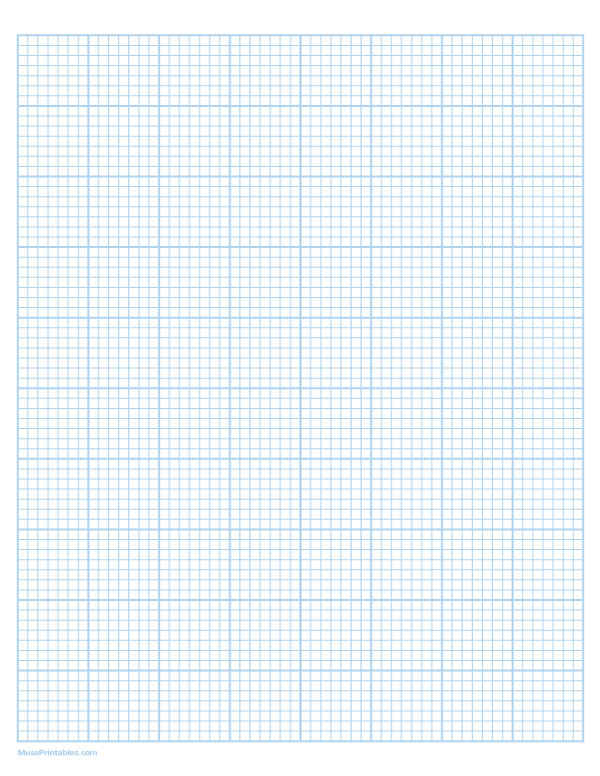 7 Squares Per Inch Light Blue Graph Paper : Letter-sized paper (8.5 x 11)