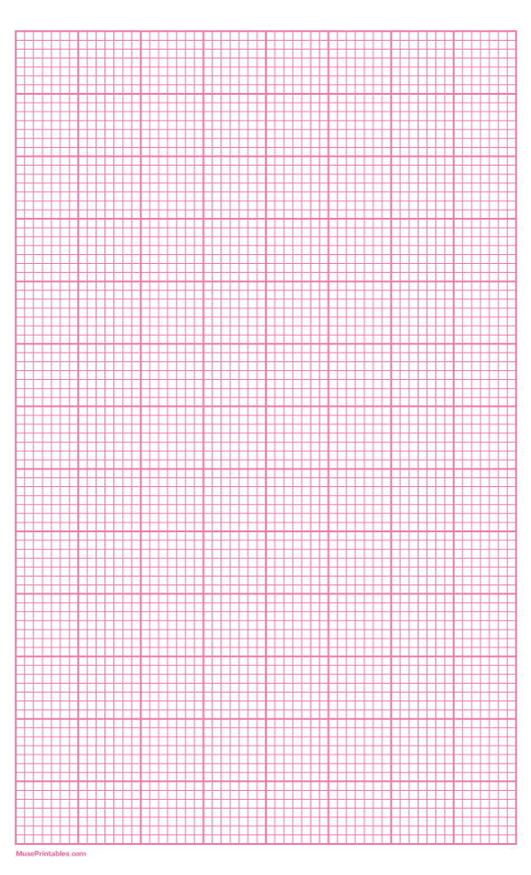 7 Squares Per Inch Pink Graph Paper : Legal-sized paper (8.5 x 14)
