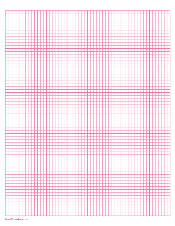 7 Squares Per Inch Pink Graph Paper : Letter-sized paper (8.5 x 11)