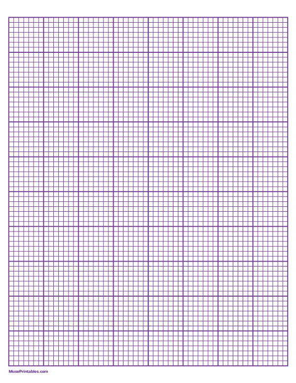 7 Squares Per Inch Purple Graph Paper : Letter-sized paper (8.5 x 11)