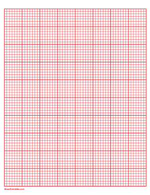 7 Squares Per Inch Red Graph Paper  - Letter