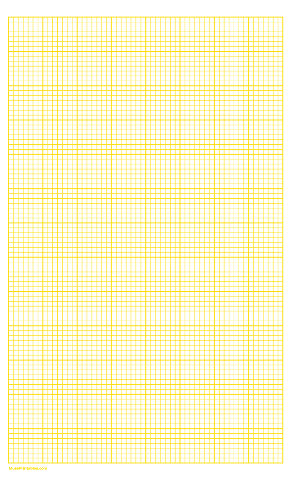 7 Squares Per Inch Yellow Graph Paper : Legal-sized paper (8.5 x 14)
