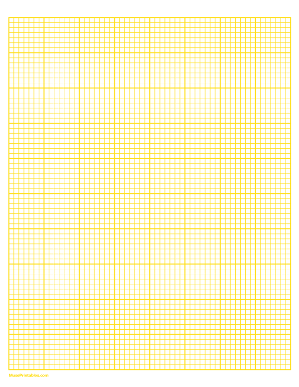 7 Squares Per Inch Yellow Graph Paper : Letter-sized paper (8.5 x 11)