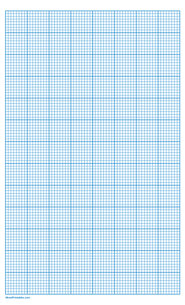 8 Squares Per Inch Blue Graph Paper : Legal-sized paper (8.5 x 14)