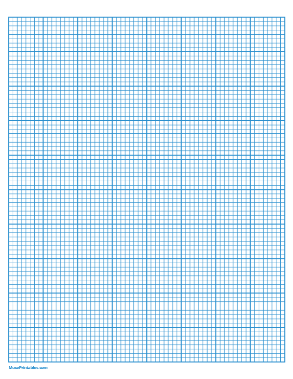 8 Squares Per Inch Blue Graph Paper : Letter-sized paper (8.5 x 11)