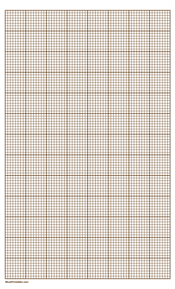 8 Squares Per Inch Brown Graph Paper : Legal-sized paper (8.5 x 14)