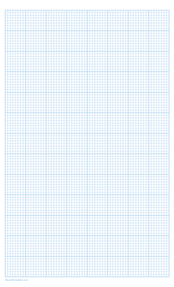 8 Squares Per Inch Light Blue Graph Paper : Legal-sized paper (8.5 x 14)