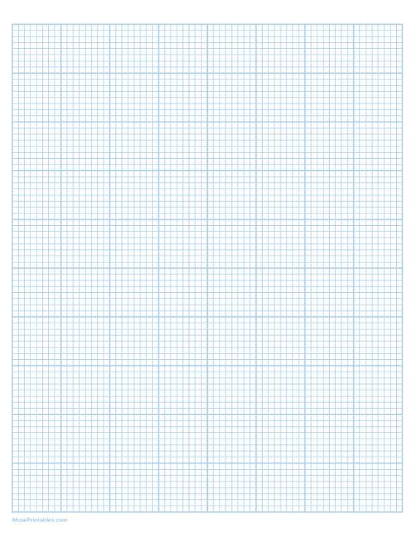 8 Squares Per Inch Light Blue Graph Paper : Letter-sized paper (8.5 x 11)