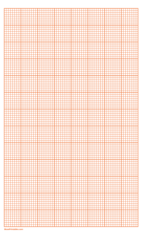8 Squares Per Inch Orange Graph Paper : Legal-sized paper (8.5 x 14)