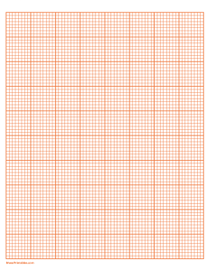 8 Squares Per Inch Orange Graph Paper  - Letter