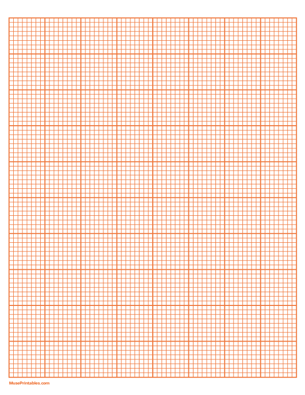 8 Squares Per Inch Orange Graph Paper : Letter-sized paper (8.5 x 11)