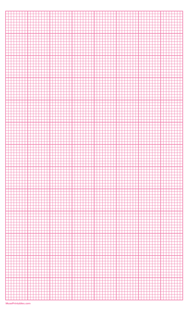 8 Squares Per Inch Pink Graph Paper : Legal-sized paper (8.5 x 14)
