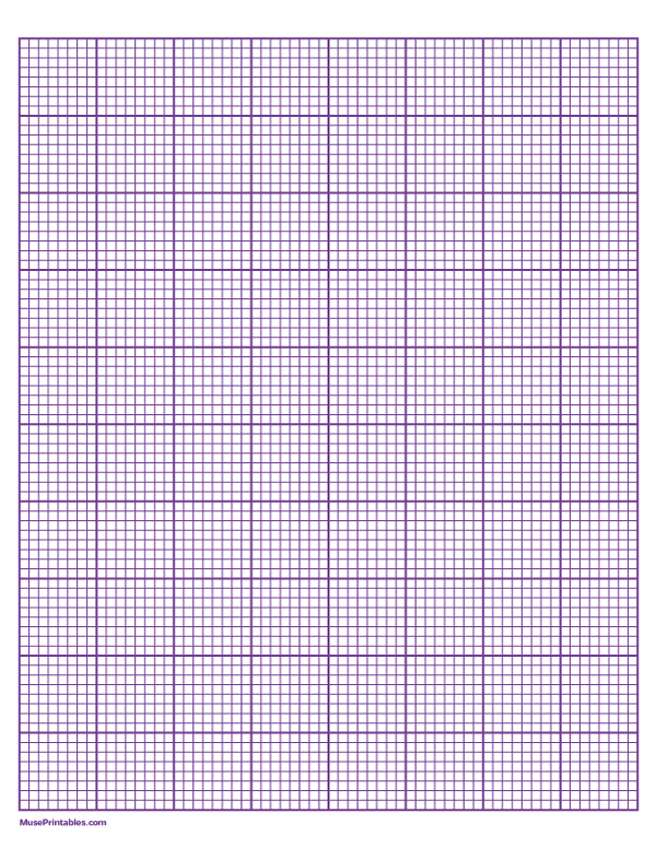 8 Squares Per Inch Purple Graph Paper : Letter-sized paper (8.5 x 11)