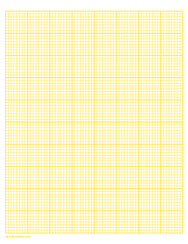 8 Squares Per Inch Yellow Graph Paper : Letter-sized paper (8.5 x 11)