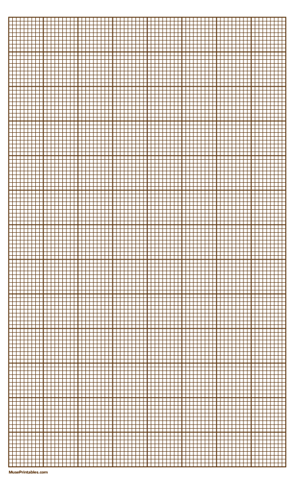 9 Squares Per Inch Brown Graph Paper : Legal-sized paper (8.5 x 14)