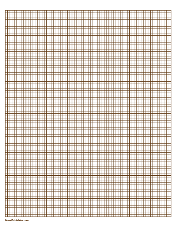 9 Squares Per Inch Brown Graph Paper : Letter-sized paper (8.5 x 11)