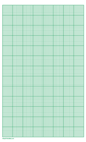 9 Squares Per Inch Green Graph Paper  - Legal