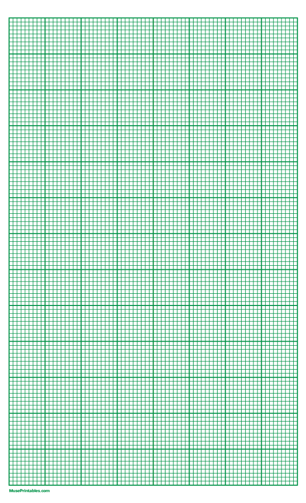 9 Squares Per Inch Green Graph Paper : Legal-sized paper (8.5 x 14)