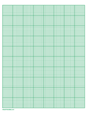 9 Squares Per Inch Green Graph Paper  - Letter