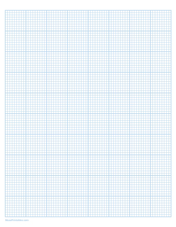 9 Squares Per Inch Light Blue Graph Paper : Letter-sized paper (8.5 x 11)