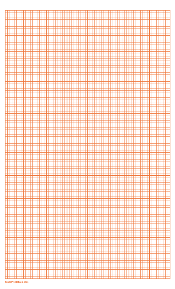 9 Squares Per Inch Orange Graph Paper : Legal-sized paper (8.5 x 14)