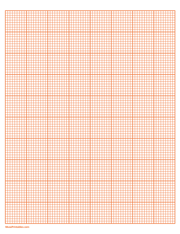 9 Squares Per Inch Orange Graph Paper : Letter-sized paper (8.5 x 11)