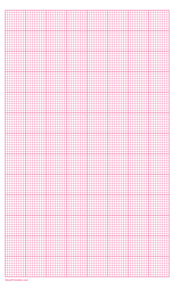 9 Squares Per Inch Pink Graph Paper : Legal-sized paper (8.5 x 14)