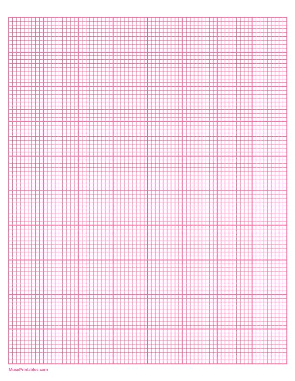 9 Squares Per Inch Pink Graph Paper : Letter-sized paper (8.5 x 11)