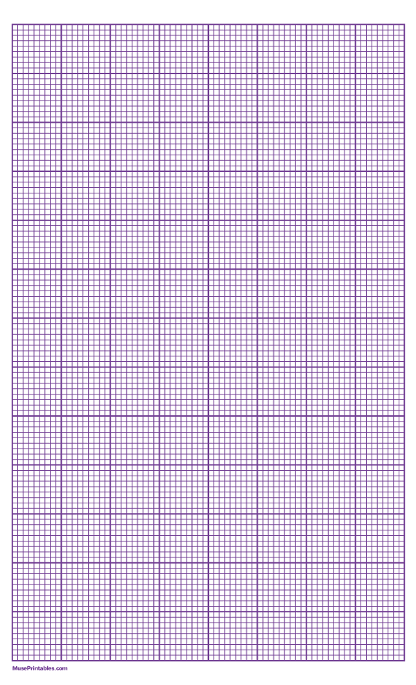 9 Squares Per Inch Purple Graph Paper : Legal-sized paper (8.5 x 14)