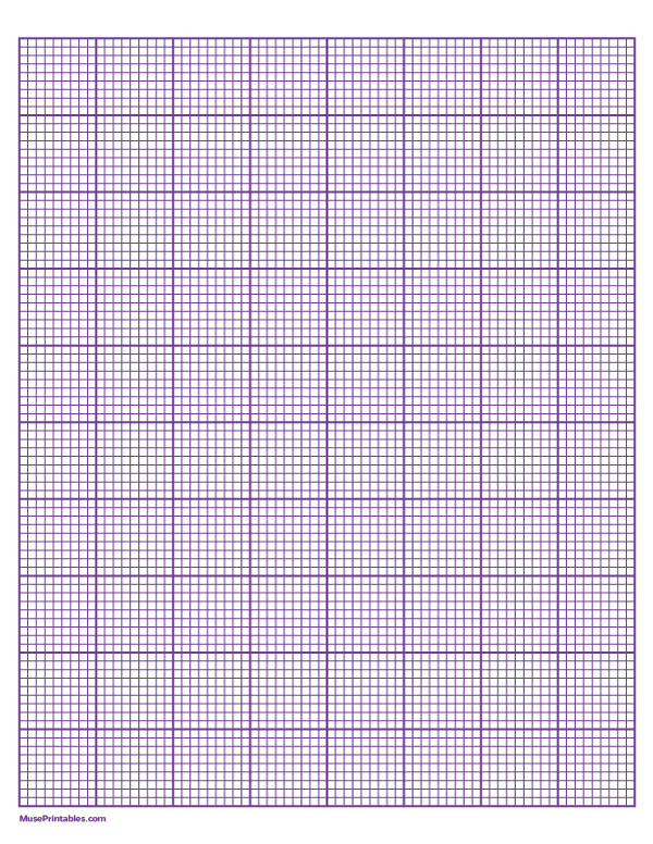 9 Squares Per Inch Purple Graph Paper : Letter-sized paper (8.5 x 11)