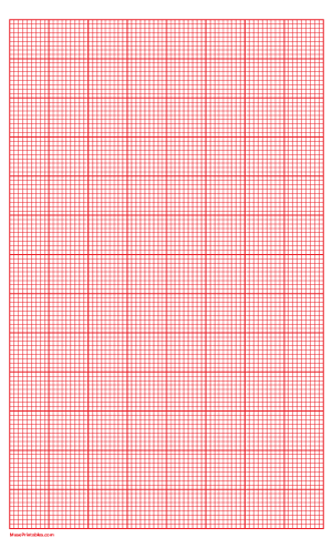 9 Squares Per Inch Red Graph Paper  - Legal