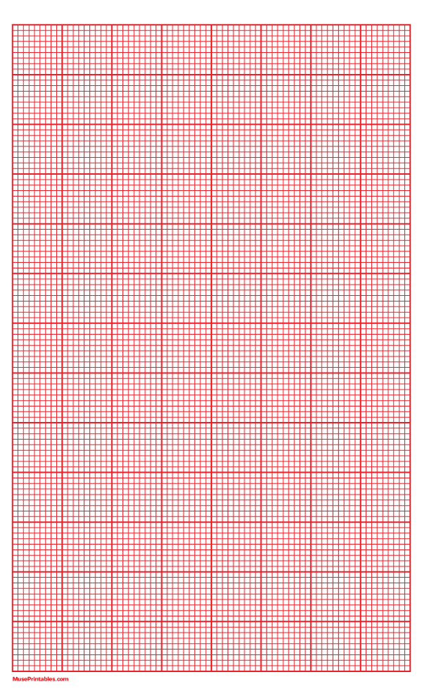 9 Squares Per Inch Red Graph Paper : Legal-sized paper (8.5 x 14)