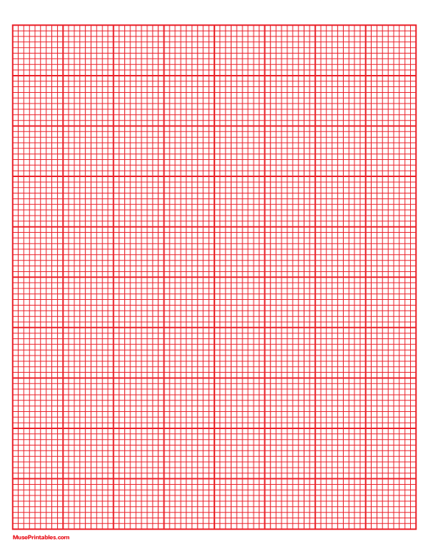 9 Squares Per Inch Red Graph Paper : Letter-sized paper (8.5 x 11)