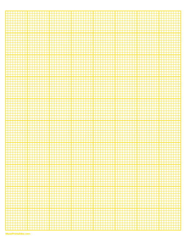 9 Squares Per Inch Yellow Graph Paper : Letter-sized paper (8.5 x 11)