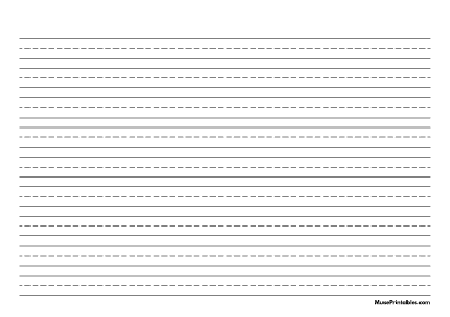 Black and White Handwriting Paper (1/2-inch Landscape) - A4