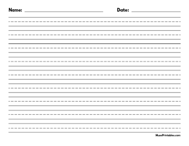 Black and White Name and Date Handwriting Paper (1/2-inch Landscape) - Letter