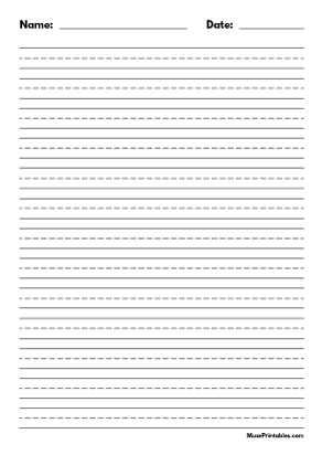 Black and White Name and Date Handwriting Paper (1/2-inch Portrait) - A4