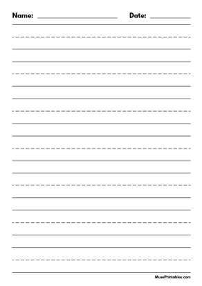 Black and White Name and Date Handwriting Paper (1-inch Portrait) - A4