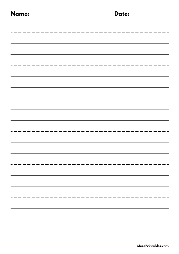 Black and White Name and Date Handwriting Paper (1-inch Portrait): A4-sized paper (8.27 x 11.69)