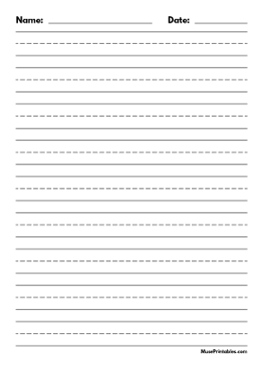 Black and White Name and Date Handwriting Paper (3/4-inch Portrait) - A4