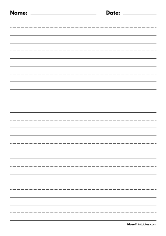Black and White Name and Date Handwriting Paper (3/4-inch Portrait): A4-sized paper (8.27 x 11.69)