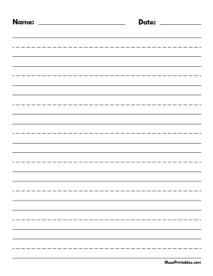 Black and White Name and Date Handwriting Paper (3/4-inch Portrait) - Letter