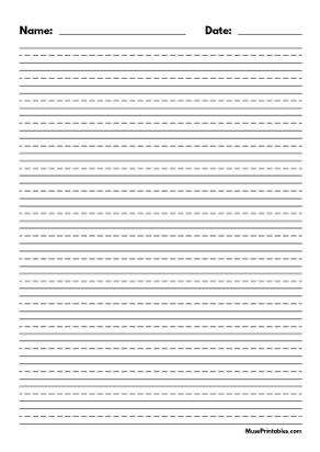 Black and White Name and Date Handwriting Paper (3/8-inch Portrait) - A4