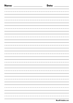 Black and White Name and Date Handwriting Paper (5/8-inch Portrait) - A4